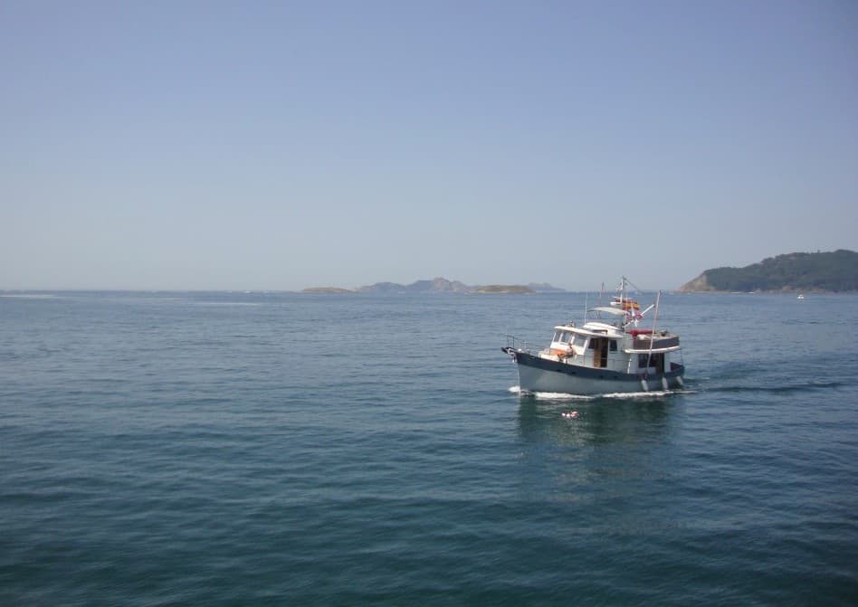 Vista do ferry durante a viagem para as Ilhas Cíes